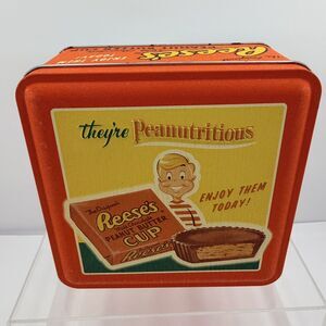 REESES PEANUT BUTTER CUP Hersheys Food Corp 6 x 6 Tin Canister Vintage 1997